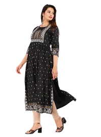 Fashion Viscose Rayon Printed Black Naira Cut Kurta-thumb4