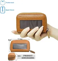 RFID Protected Tan Leather Zipper Wallet-thumb2