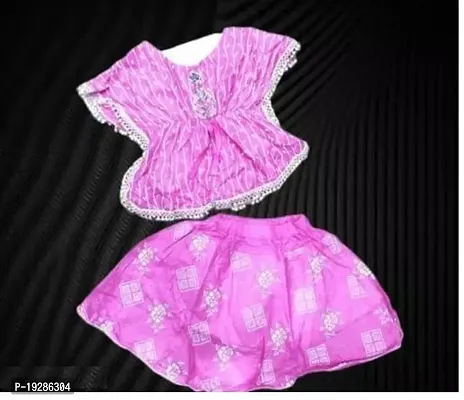 Fabulous Pink Cotton Top With Bottom Set For Girls