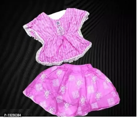 Fabulous Pink Cotton Top With Bottom Set For Girls-thumb0