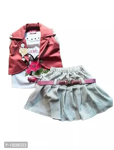 Fabulous Multicoloured Cotton Blend Top With Bottom Set For Girls