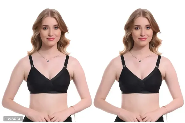 Stylish Black Cotton Bras For Women Pack Of 2