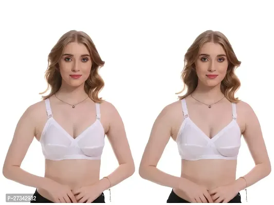 Stylish White Cotton Bras For Women Pack Of 2-thumb0