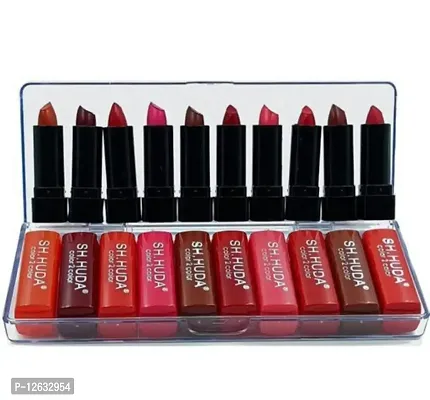 Lipstick Set,Waterproof Long Lasting Matte Velvet Lipstick Lip Shape Lipstick For Women  Girls (10 Pcs set, Multicolors)-thumb0