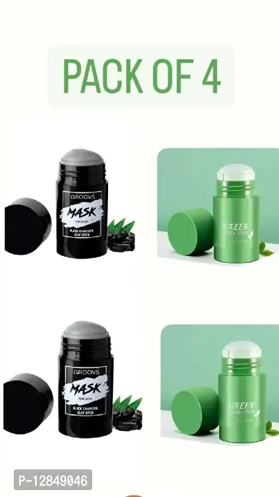 FACE MASK  (COMBO OF 4 MASKS TYPE OF 2 MASKS (CHARCOAL AND GREEN MASK BOTH ARE DIFFERENT COLOR AND FLAVAOUR )