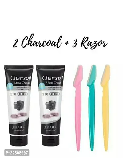 2 pcs Charcoal mask  1 tinkel rajor-thumb0