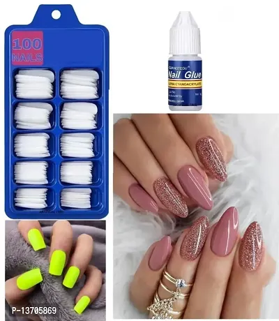 WHITE NAILS WITH GLUE (PACK OF 101)