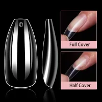 Transparent Nails, 100 Reusable Artificial Fake Nail Set | Lightweight, Long-lasting, Easy To Use, Apply  Remove | Quick Fix For Festivals  Special Occasions-thumb3