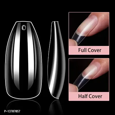 Transparent Nails, 100 Reusable Artificial Fake Nail Set | Lightweight, Long-lasting, Easy To Use, Apply  Remove | Quick Fix For Festivals  Special Occasions-thumb4