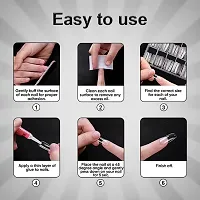 Transparent Nails, 100 Reusable Artificial Fake Nail Set | Lightweight, Long-lasting, Easy To Use, Apply  Remove | Quick Fix For Festivals  Special Occasions-thumb1