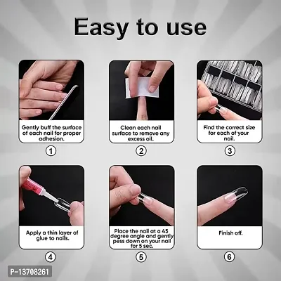 Transparent Nails, 100 Reusable Artificial Fake Nail Set | Lightweight, Long-lasting, Easy To Use, Apply  Remove | Quick Fix For Festivals  Special Occasions-thumb2