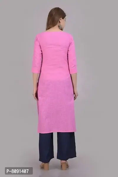 PIOUS LIBAS Women's Pure Cotton Lite Rani Pink Straight Cut Solid Kurta with Pant (57P157KRP)-thumb2