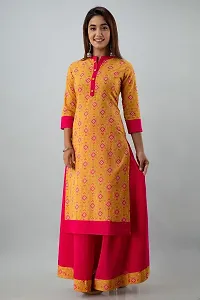 PIOUS LIBAS Cotton Cambric Printed Straight Kurta With Skirt Set For Womens-thumb1