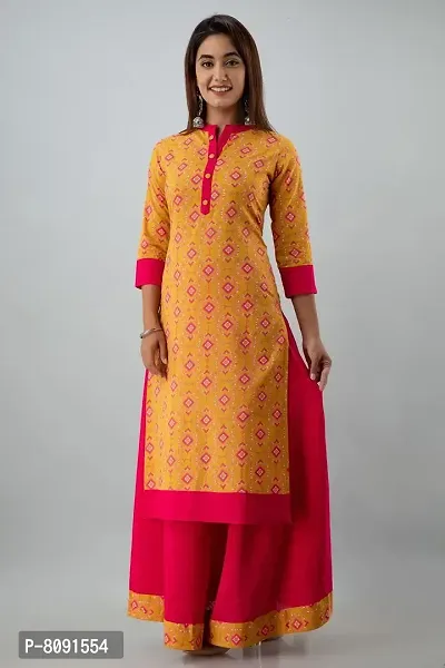 PIOUS LIBAS Cotton Cambric Printed Straight Kurta With Skirt Set For Womens-thumb2