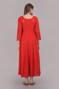 PIOUS LIBAS Women's Heavy Chikankari Long Anarkali Red Gown Kurta for Women (65P165GWN)-thumb3