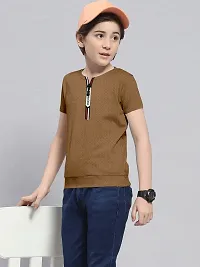 Stylish Cotton Blend Solid Tshirt for Kid Boy-thumb2