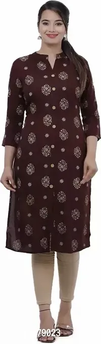 Beautiful A-Line Brown Printed Cotton Kurta