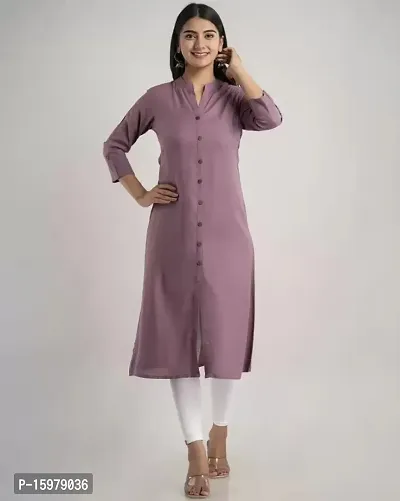 Beautiful A-Line Purple Printed Cotton Kurta-thumb0