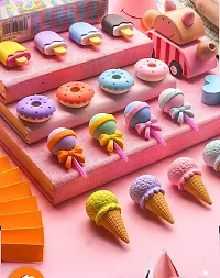 Cute Eraser Set D(4 Donut 4 ICE Cream 4 Candies 4 Cones in one Pack) Total 16 PCS-thumb2