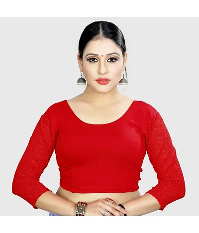 Cotton Lycra Net Sleeve Stretchable Readymade Blouses