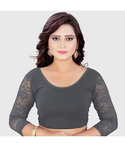 Cotton Lycra Net Sleeve Stretchable Readymade Blouses