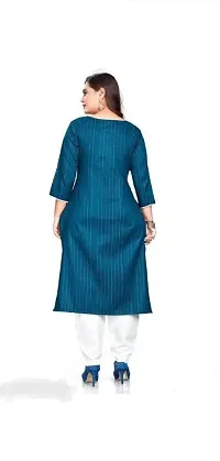 Rangmat Women's Handloom Material A-line Straight Cut Kurti for Women Readymade Women's and Girls Casual Office Formal Work wear Round nack Regular Fit (S, Blue)-thumb1