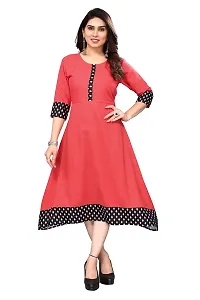 Ld Fashion Plain & Solid Cotton Printed Border Anarkali Kurti Kurta for Women (XXL, TAMETO)-thumb4