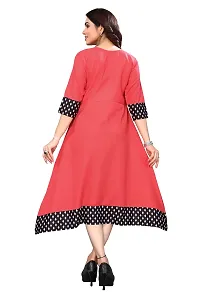 Ld Fashion Plain & Solid Cotton Printed Border Anarkali Kurti Kurta for Women (XXL, TAMETO)-thumb1