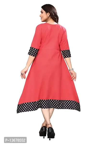 Ld Fashion Plain & Solid Cotton Printed Border Anarkali Kurti Kurta for Women (XXL, TAMETO)-thumb2