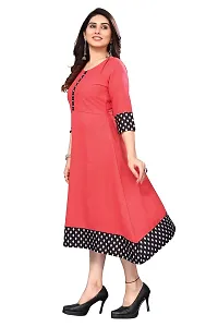 Ld Fashion Plain & Solid Cotton Printed Border Anarkali Kurti Kurta for Women (XXL, TAMETO)-thumb3