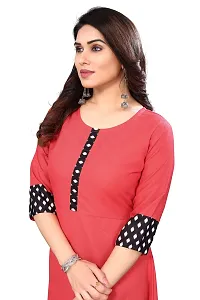 Ld Fashion Plain & Solid Cotton Printed Border Anarkali Kurti Kurta for Women (XXL, TAMETO)-thumb2