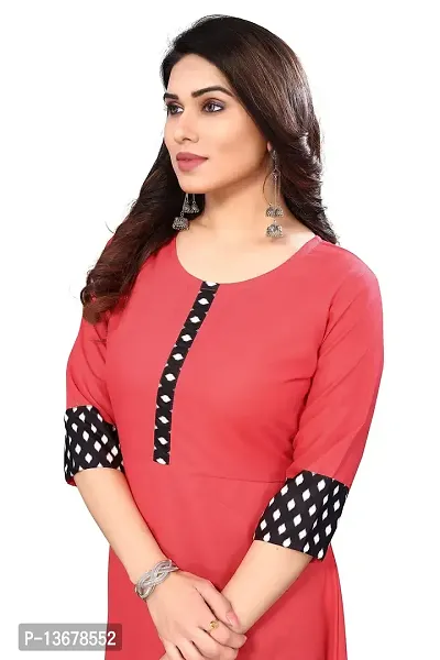 Ld Fashion Plain & Solid Cotton Printed Border Anarkali Kurti Kurta for Women (XXL, TAMETO)-thumb3