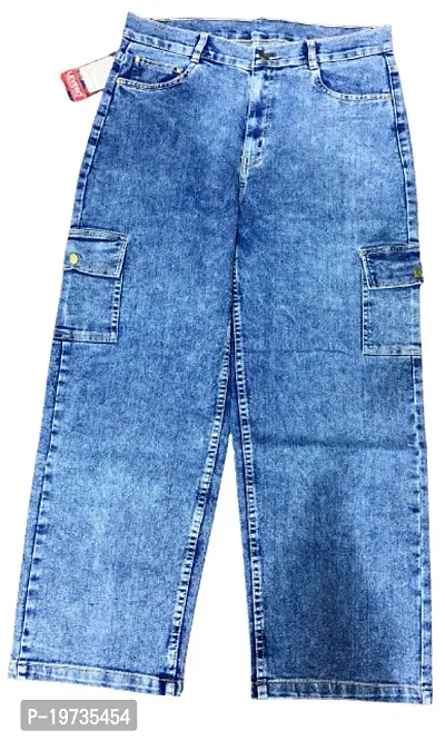 Stylish Blue Cotton Knit Acid Wash Jeans For Women-thumb0
