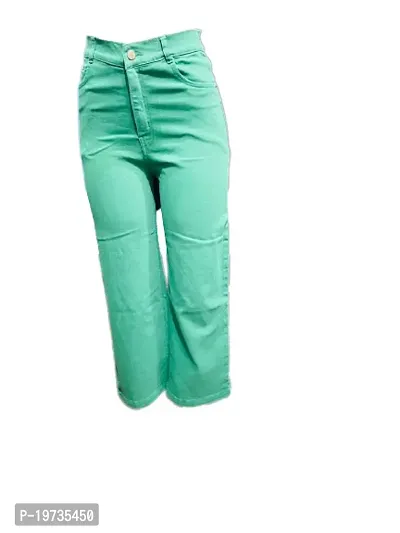 Stylish Green Denim Lycra Washed Jeans For Women-thumb0