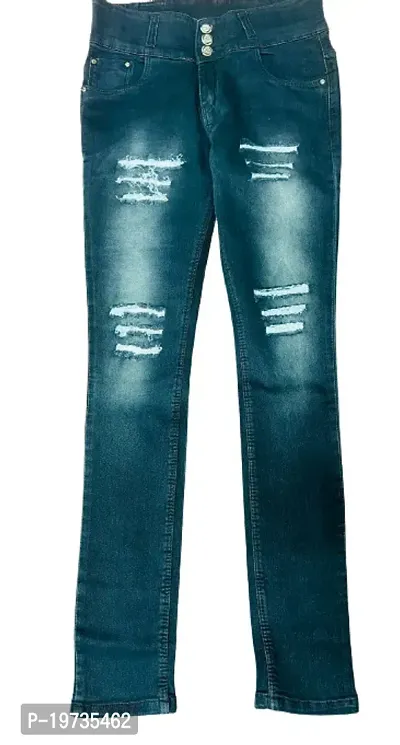 Stylish Multicoloured Denim Lycra Striped Jeans For Women