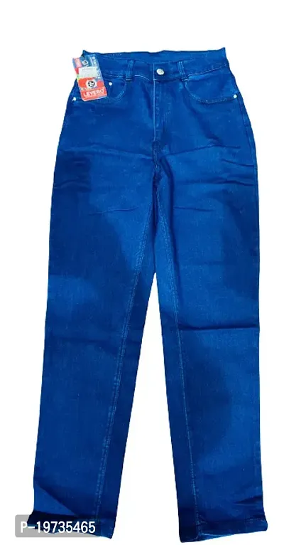 Stylish Navy Blue Denim Lycra Washed Jeans For Women