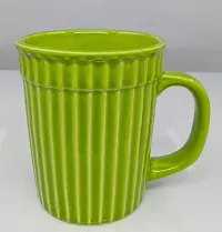 KITTENS Large 320 ml Set of 2 Coffee Mugs with Embossed Stripe Pattern in Yellow & Green Color Combination.-thumb2