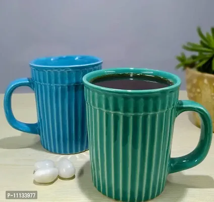 KITTENS Large 320 ml Multi Color Set of 2 Coffee Mugs in Blue & Teal Color Combination.