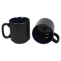 KITTENS Black Matt Finish with Inside Dark Blue Coffee Mugs - Set of 2-thumb1