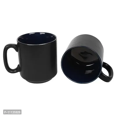 KITTENS Black Matt Finish with Inside Dark Blue Coffee Mugs - Set of 2-thumb2