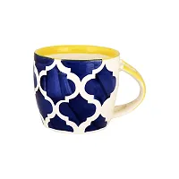 KITTENS Floral Blue Hand Painted 300 ml Coffee Mug with Matching Ceramic Coaster Cum Lid & Spoon-thumb2