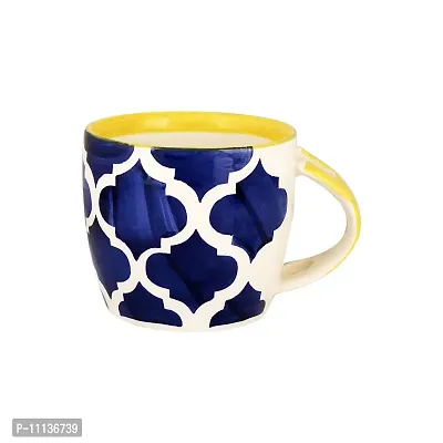 KITTENS Floral Blue Hand Painted 300 ml Coffee Mug with Matching Ceramic Coaster Cum Lid & Spoon-thumb3