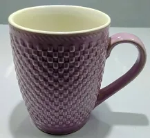 KITTENS 300 ml Large Coffee Mugs in Purple Checkered Pattern - Set of 2.-thumb2