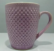 KITTENS 300 ml Large Coffee Mugs in Purple Checkered Pattern - Set of 2.-thumb1