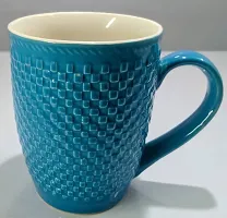 KITTENS 300 ml Large Coffee Mugs in Sky Blue Checkered Pattern - Set of 6.-thumb2