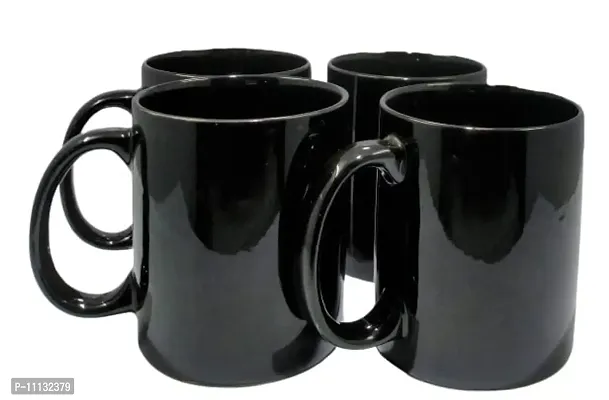 KITTENS Large 300 ml All Black Coffee Mugs, Set of 6