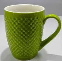 KITTENS 300 ml Large Coffee Mugs in Green Checkered Pattern - Set of 2.-thumb3