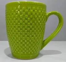 KITTENS 300 ml Large Coffee Mugs in Green Checkered Pattern - Set of 2.-thumb2