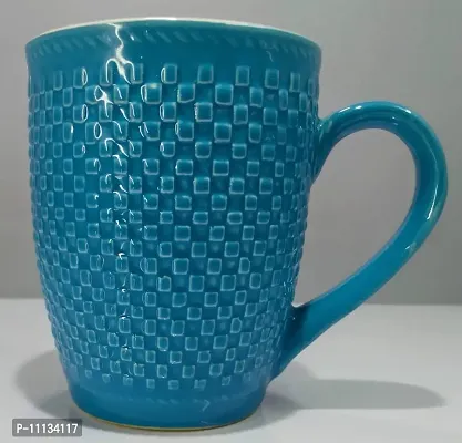 KITTENS 300 ml Large Coffee Mugs in Sky Blue Checkered Pattern - Set of 6.-thumb4