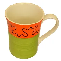 KITTENS Tall Large Coffee Mugs in Green & Orange Pattern, Set of 4-thumb3